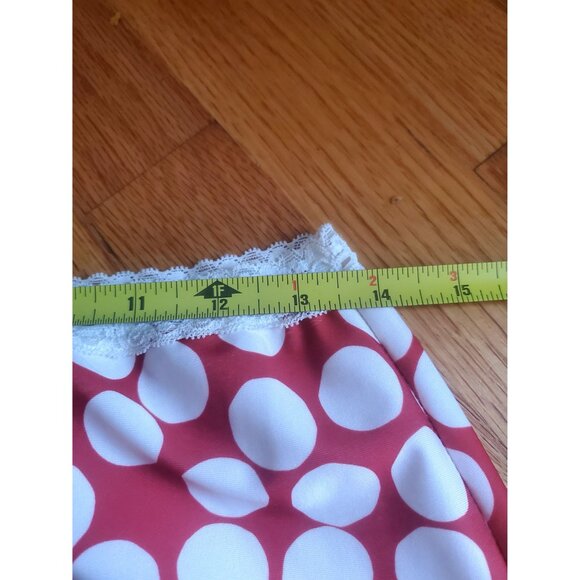 Heidi Hat Womens Polka Dot Skirt Pinup Retro Lace Trim Red & White Size M - Picture 4 of 8